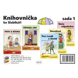 0K001 Knihovnička ke Slabikáři AMOS - sada 1 (Pepa a máma, Vévoda Jan, Pan Lesák a David, Dovolená, Naše odpoledne)