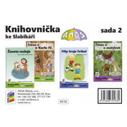 0K002 Knihovnička ke Slabikáři AMOS - sada 2 (Žaneta maluje, Čteme si o Karlu IV., Filip hraje fotbal, Čteme si o motýlech)